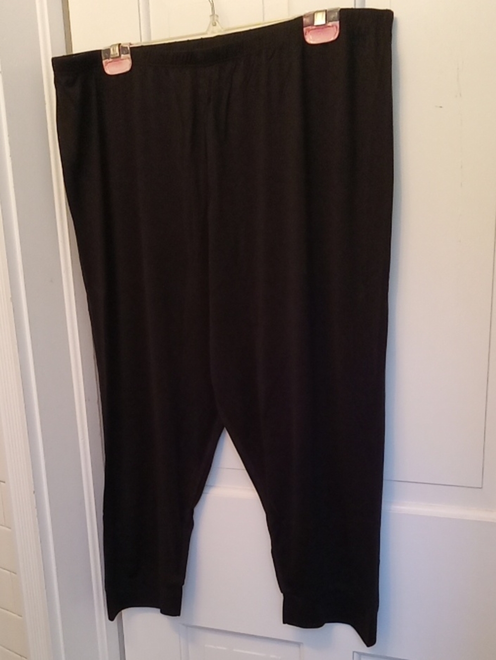 WinterSilks Black Silk Knit Capri Cropped Lounge Pants Base Layer Sz XXL